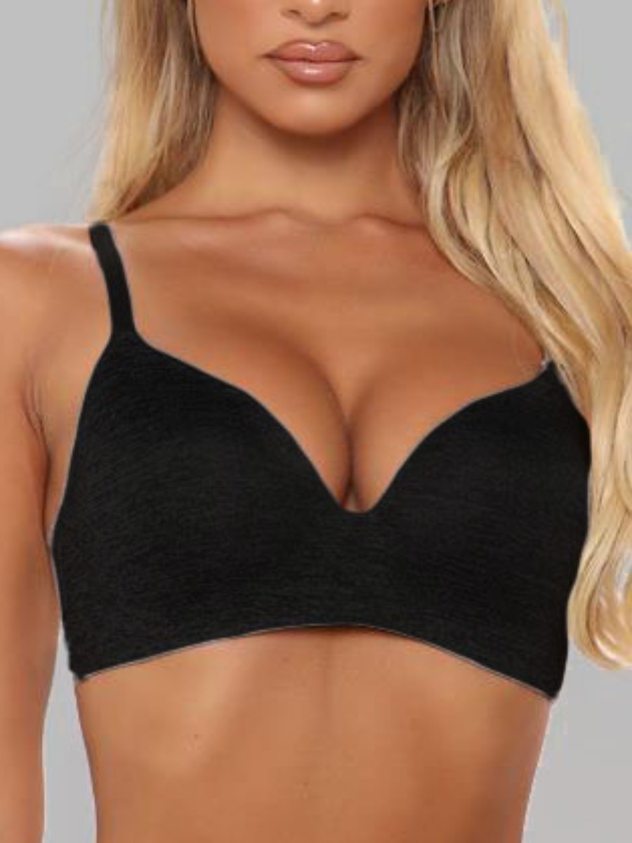 

Lovely Casual Adjustable Strap Black Bra