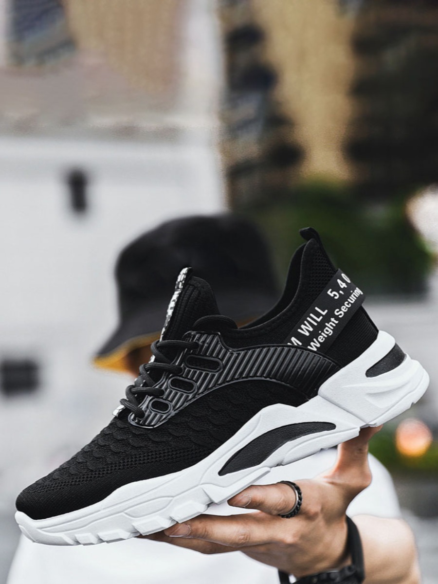 

Lovely Men Sporty Patchwork White Sneakers, Black
