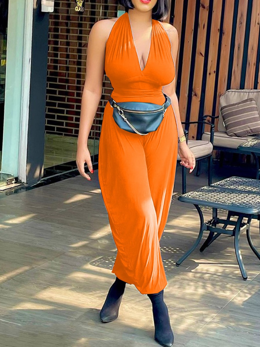 

Lovely Sexy Backless Wide Leg Croci One-piece Jumpsuit (Without Bag)