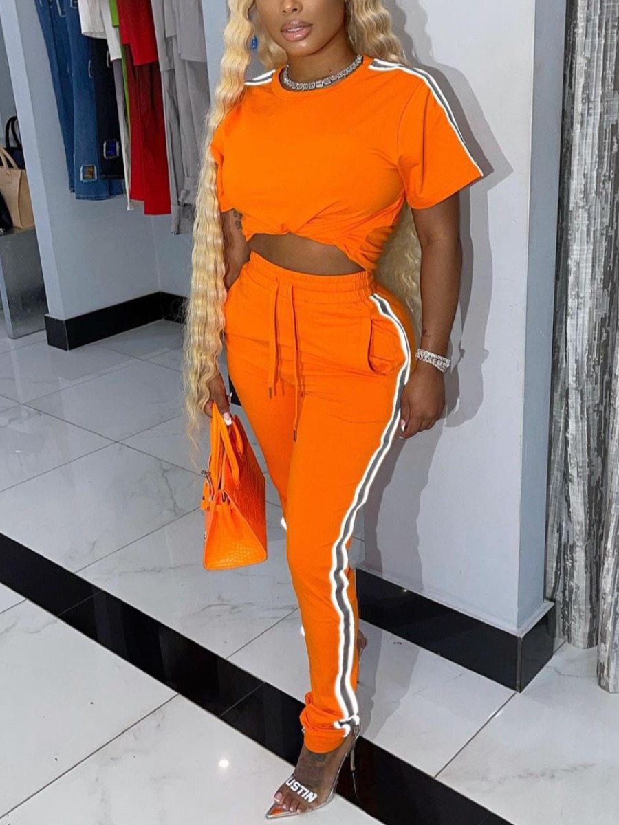 

LW Striped Drawstring Crop Top Sweatshirt Set, Croci