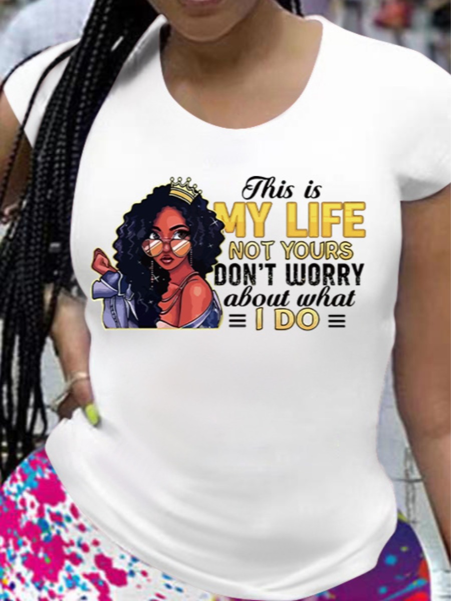 

LW Casual Figure Letter Print White T-shirt