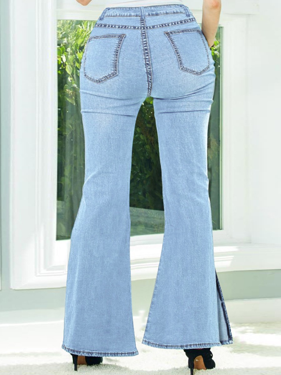 

LW Plus Size Street Split Flared Baby Blue Jeans