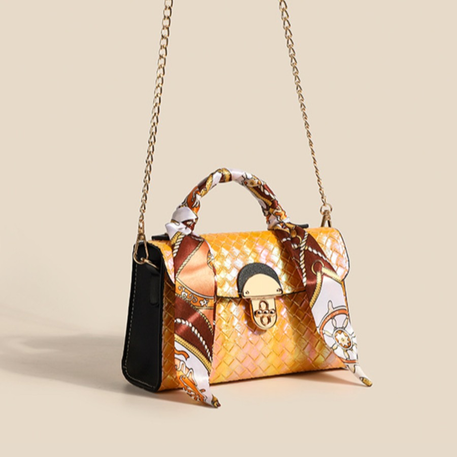 

LW Casual Woven Chain Strap Yellow Crossbody Bag