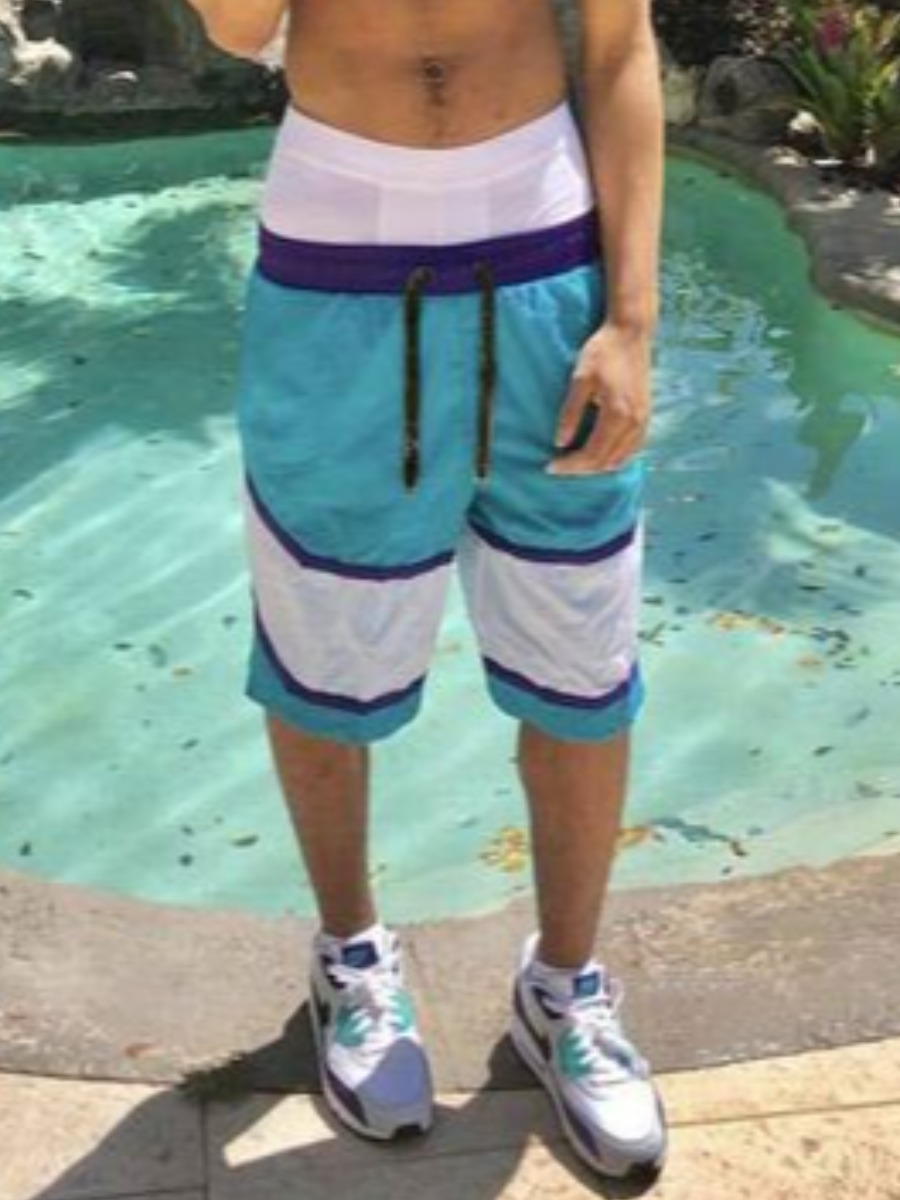 

Lovely Men Color-lump Drawstring Shorts, Blue