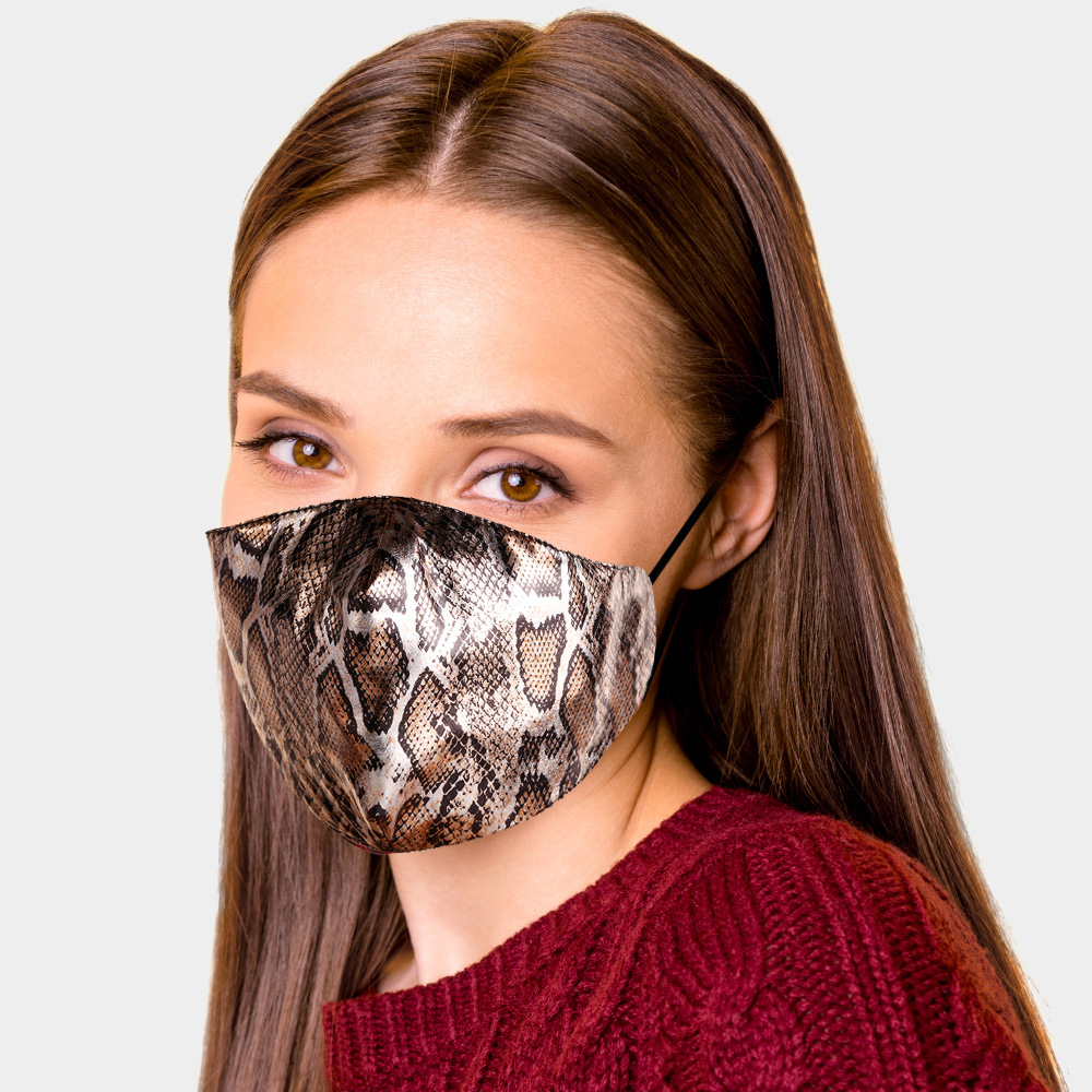 

Lovely Casual Snakeskin Print Face Mask, Cobra