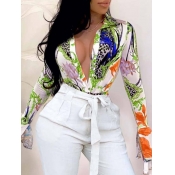 LW Casual Print Orange Blouse