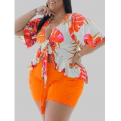 LW Plus Size Boho Floral Print Bandage Design Oran