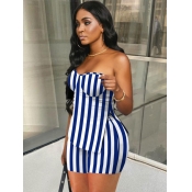 LW Off The Shoulder Striped Slit Two Piece Shorts 