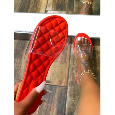 

LW Casual Quilted Slide Red Slides