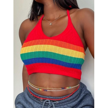 

Lovely Street Striped Rib-Knit Multicolor Camisole, Multi
