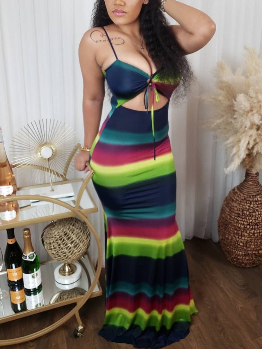 

Lovely Gradient Hollow-out Cami Dress, Multi