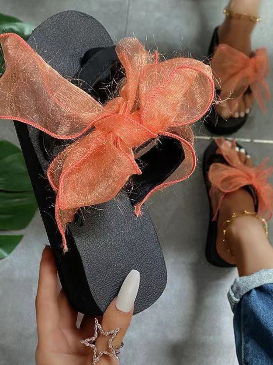 

LW Bow-tie Toe Thong Platform Shoes, Jacinth