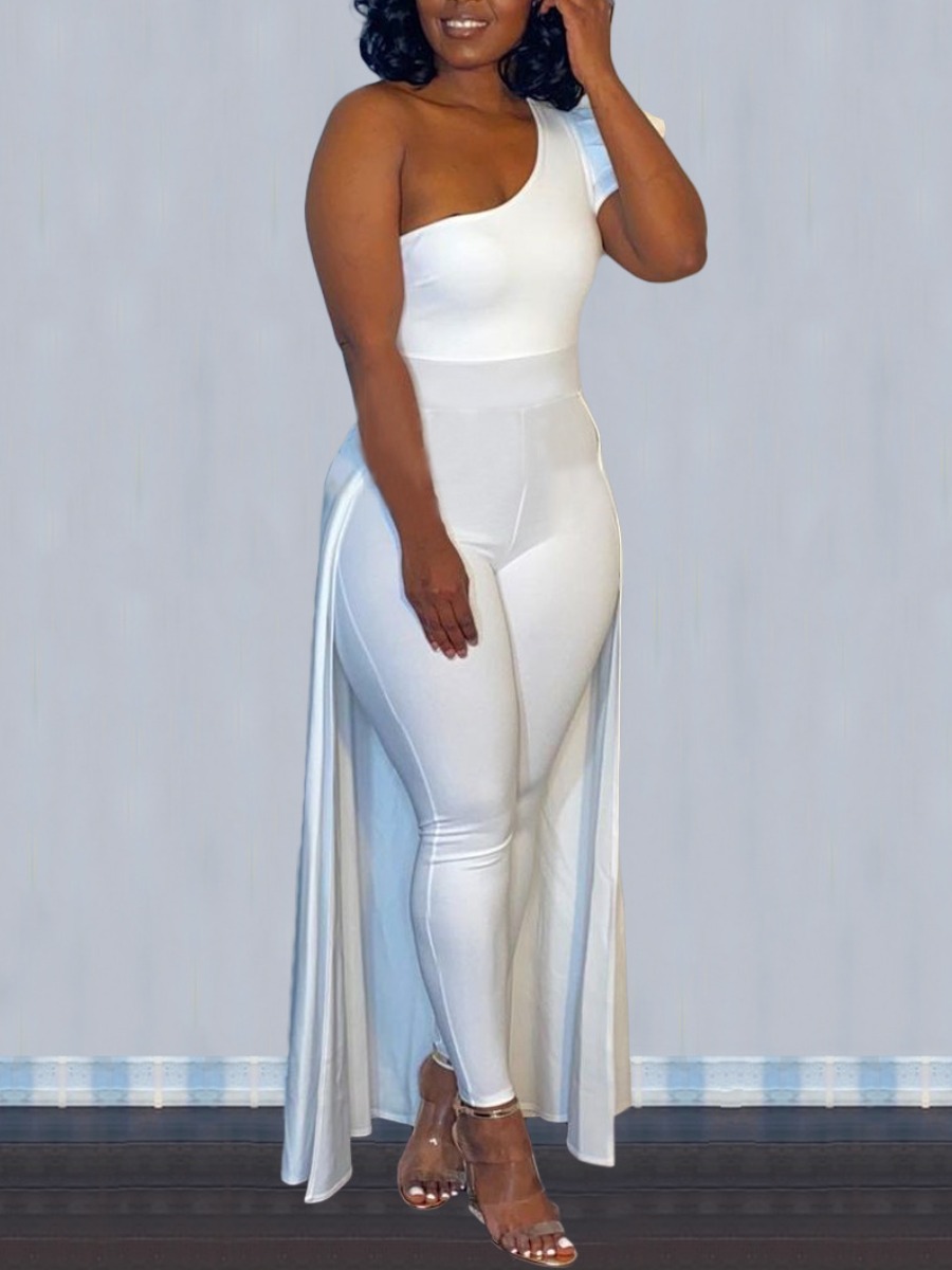 LW One Shoulder Skirt Overlay Jumpsuit