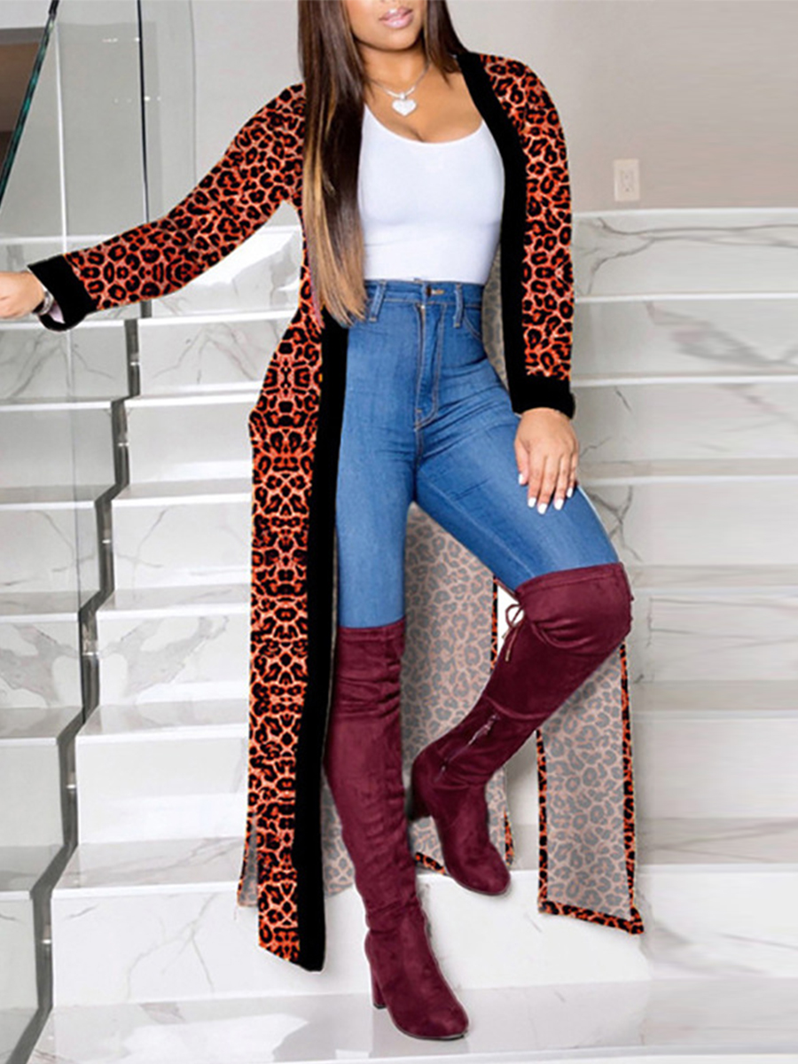 

LW Leopard Print Side Split Trench Coat