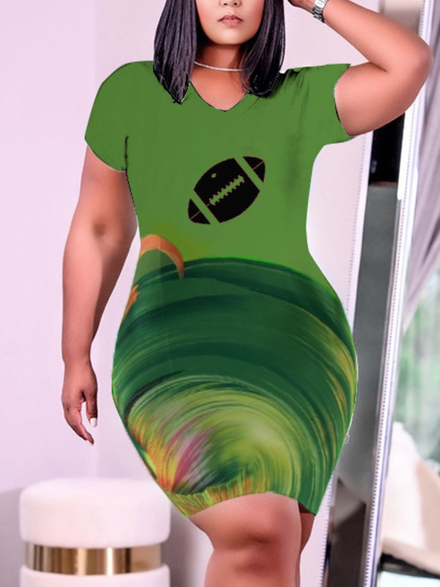 

LW Plus Size Gradient Ball Print Dress, Green
