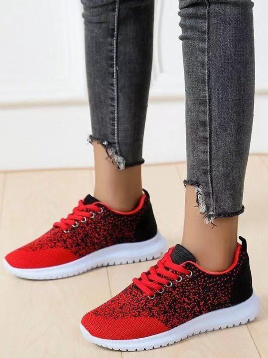 

LW Lace-up Patchwork Sneakers, Red
