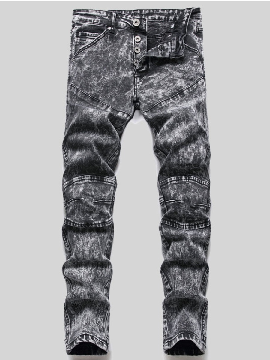 

LW Men Mid Waist Elastic Jeans, Grey