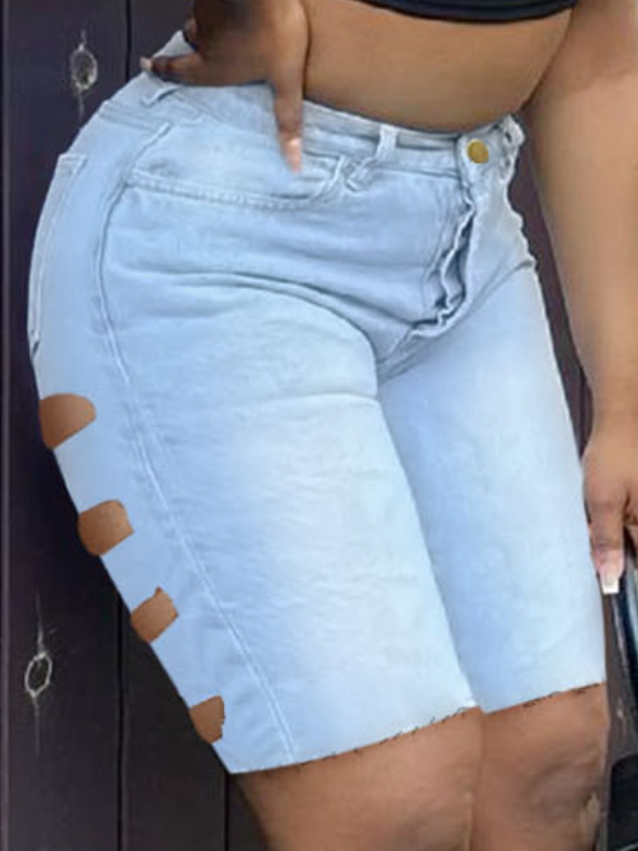

LW Ripped Raw Edge Jeans, Baby blue