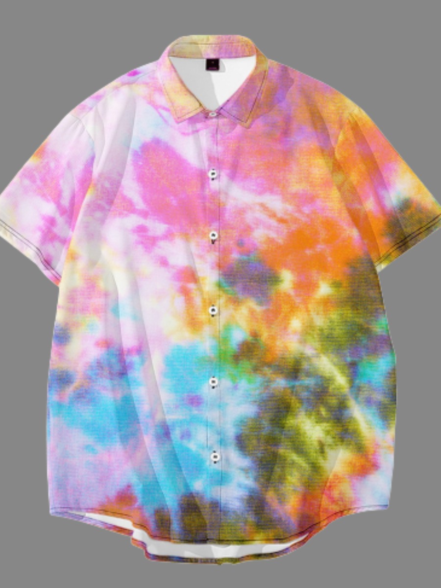 

Lovely Turndown Collar Tie-dye Shirt, Multi