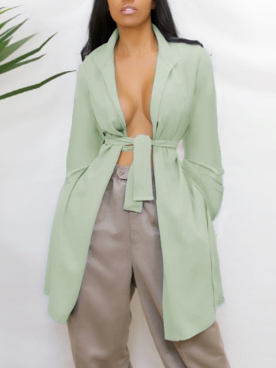 

LW Bandage Hollow-out Design Blazer, Light green
