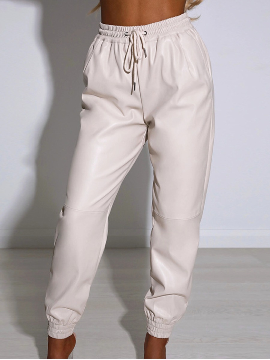 

LW BASICS Mid Waist Drawstring Pants, White