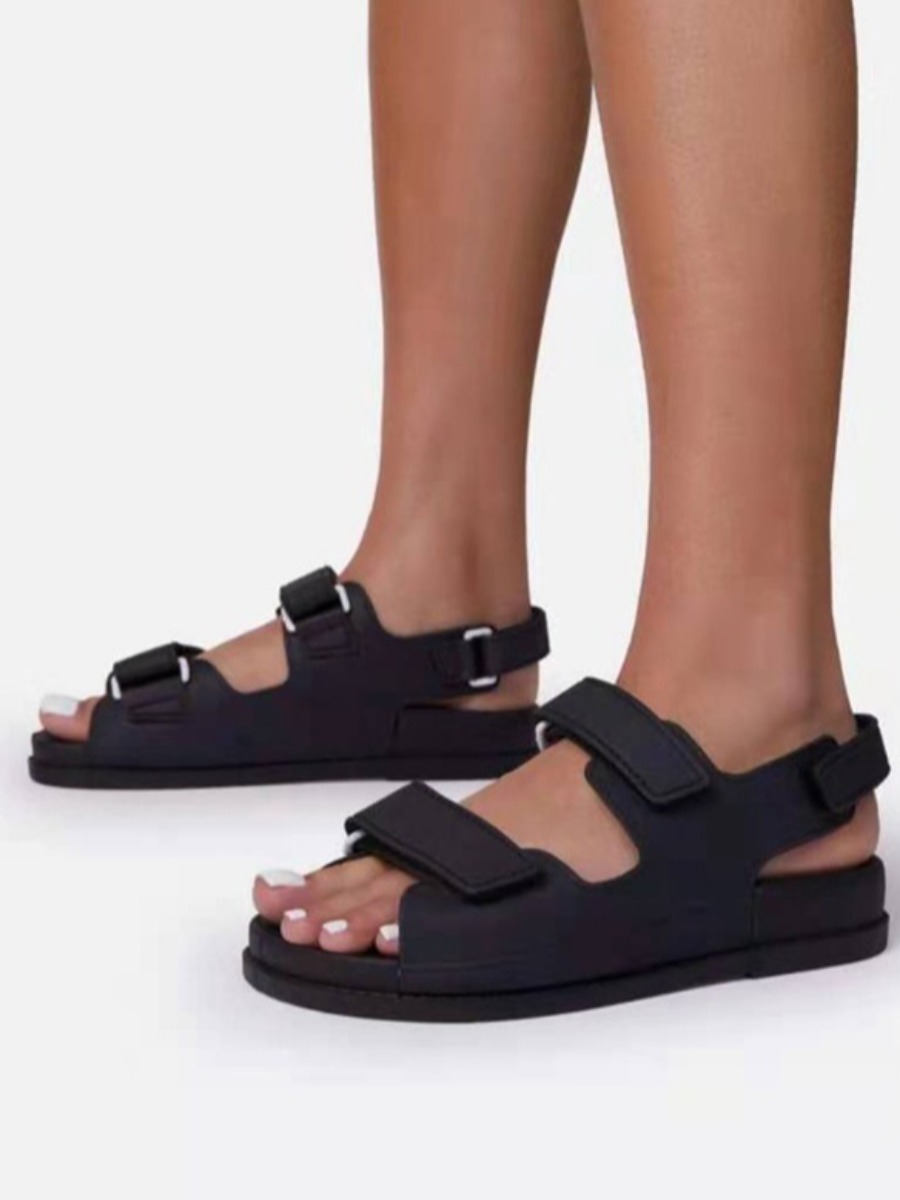 

LW Velcro Round-toe Sandals, Black