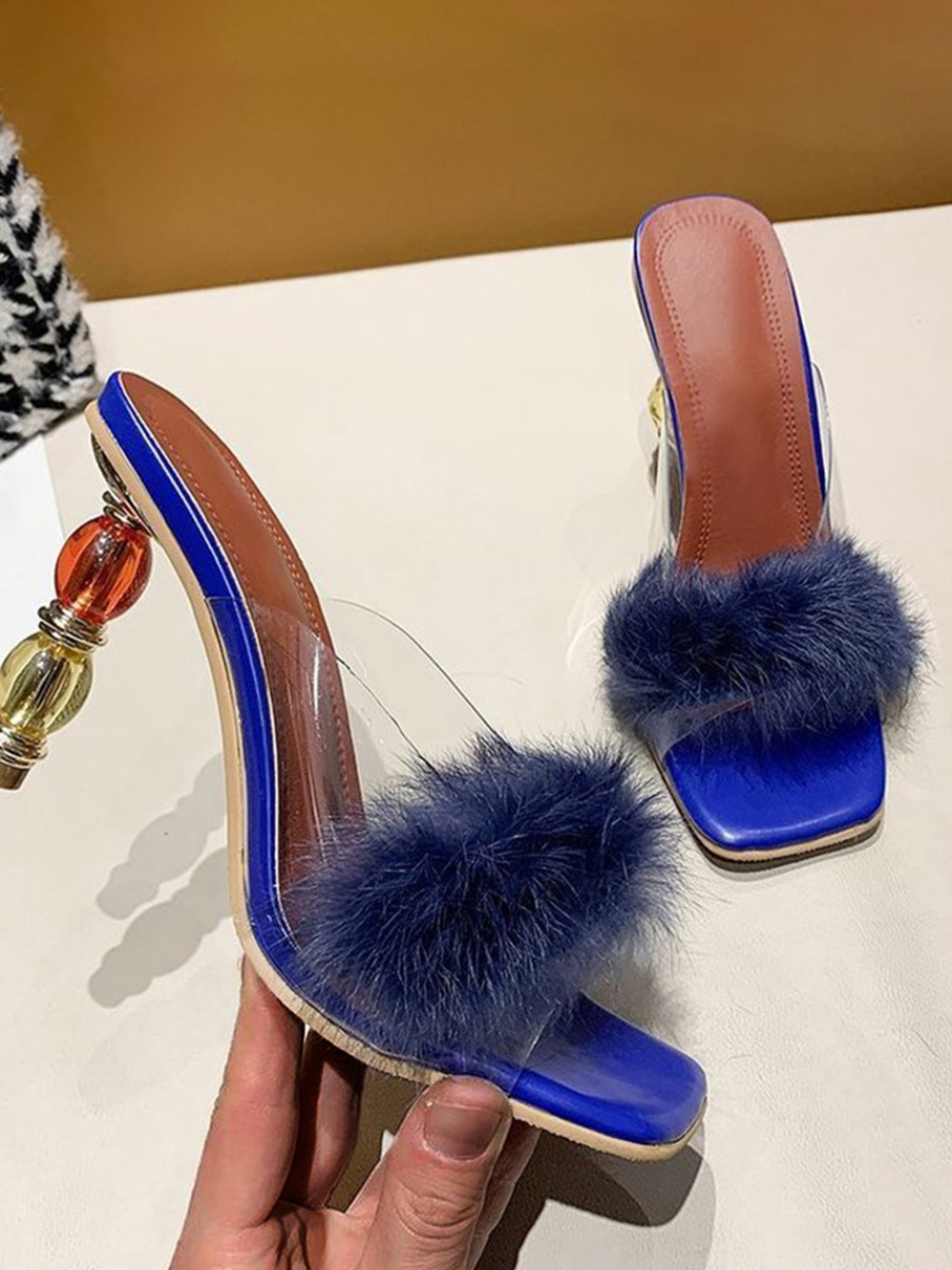 

Lovely Fluffy Glass Heel Heels, Blue