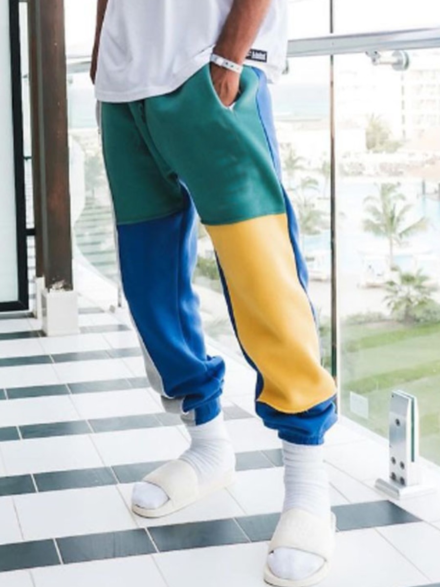 

LW Men Mid Waist Color-lump Pants, Multi