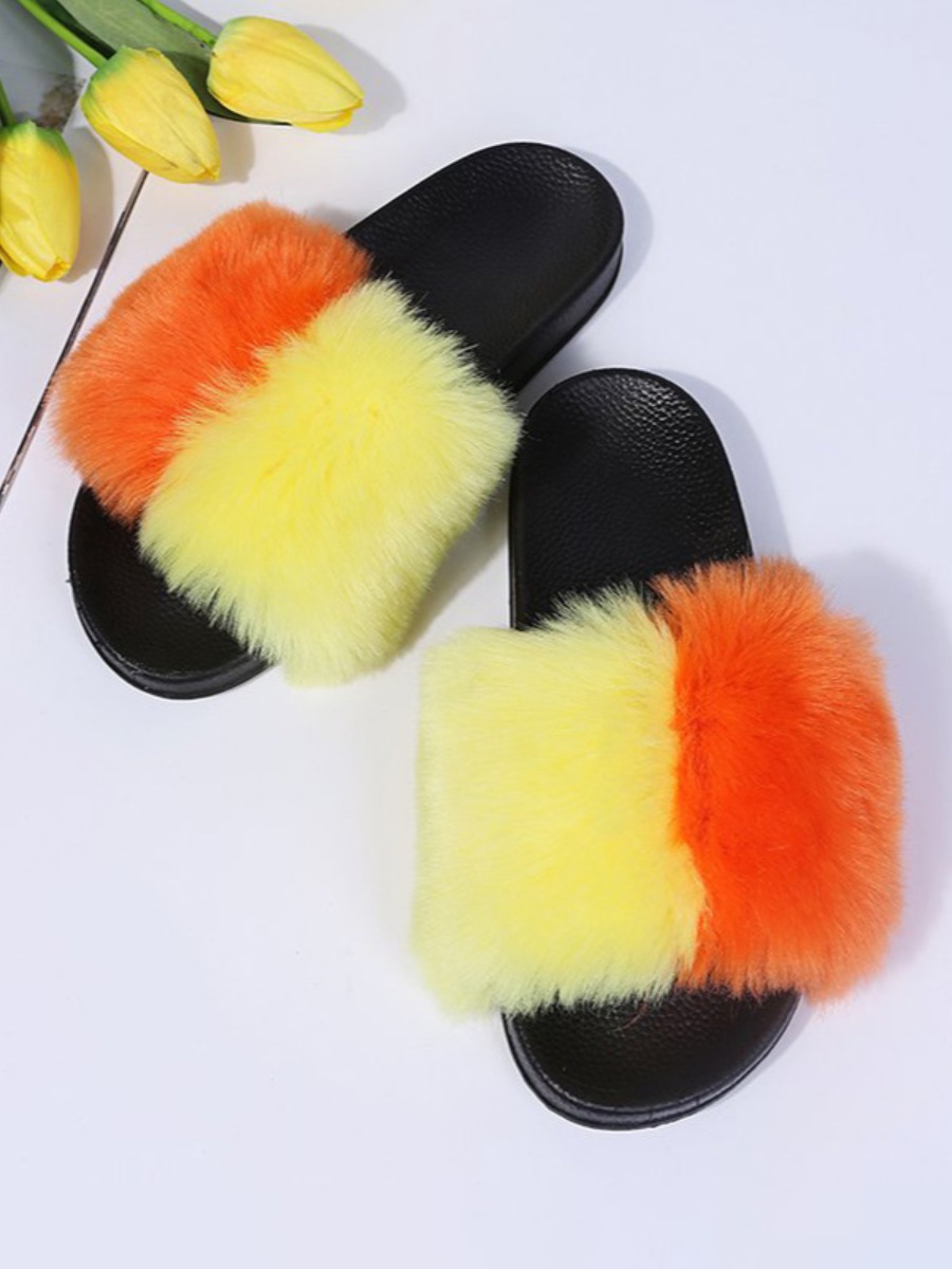 

LW Color-lump Plush Slippers, Croci