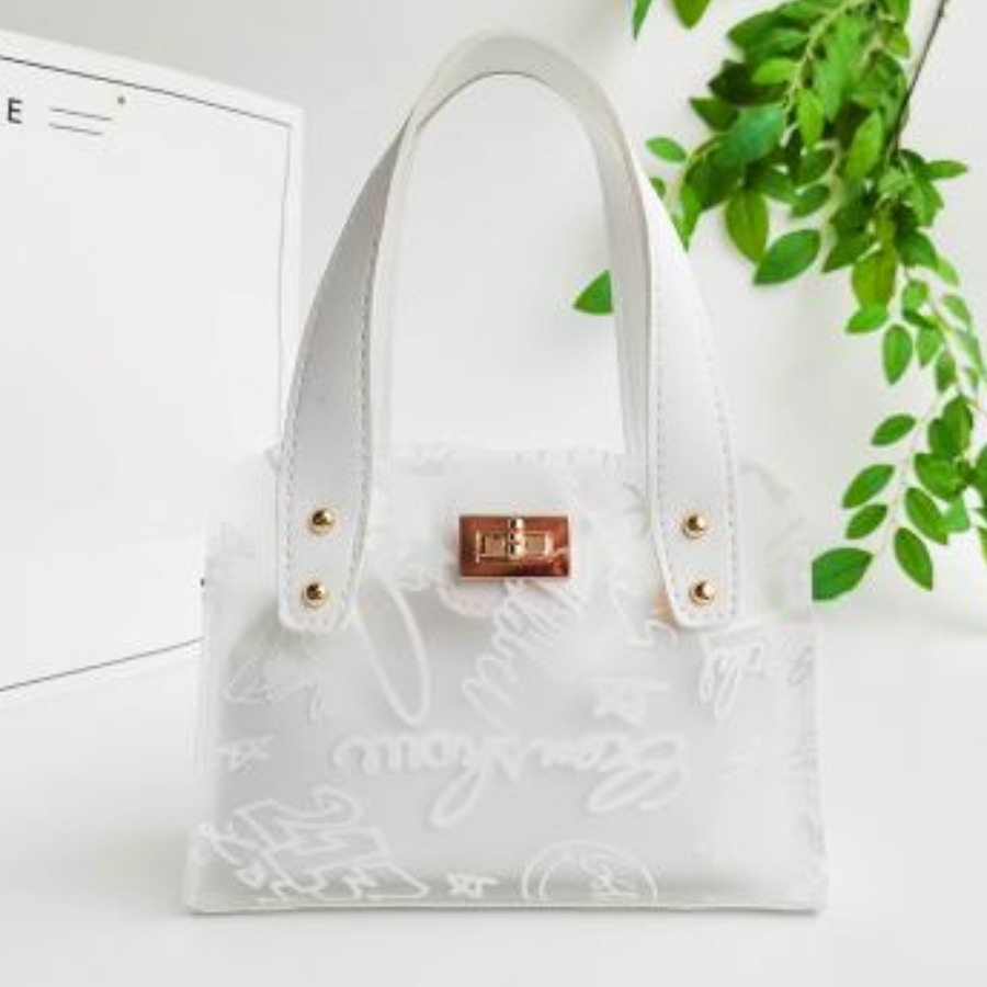 

LW Letter Print Clear Messenger Bag, White