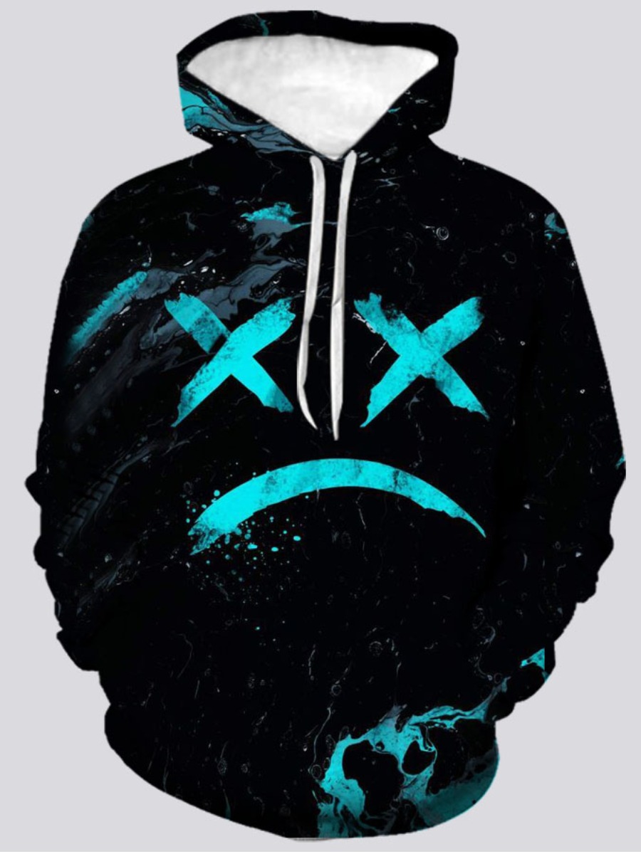 

LW Men Tie-dye Kangaroo Pocket Oversized Hoodie, Black