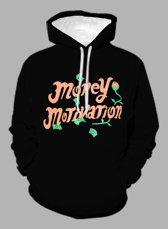 

LW Men Floral Letter Print Oversized Hoodie, Black