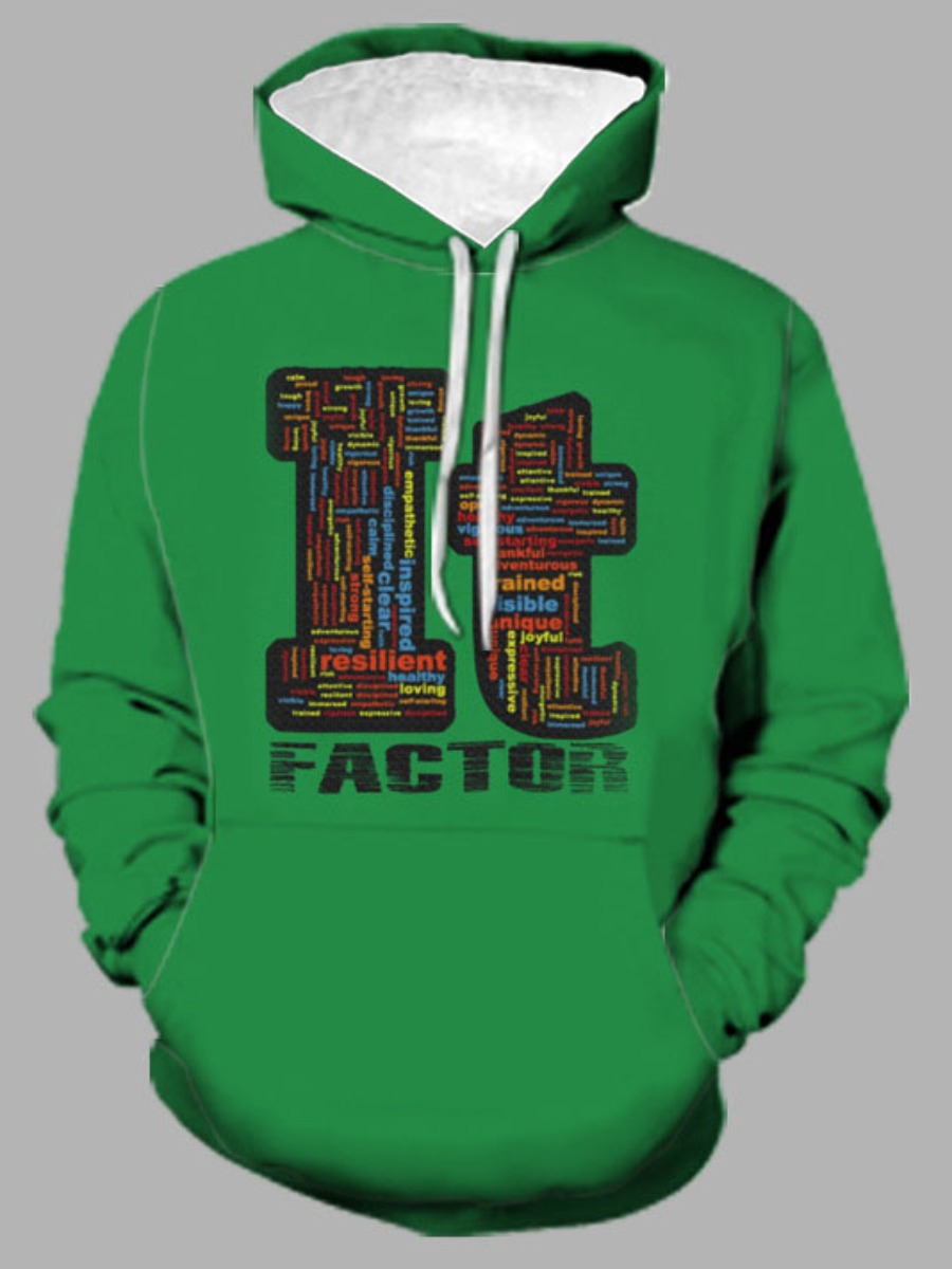 

LW Men Letter Print Oversized Hoodie, Green