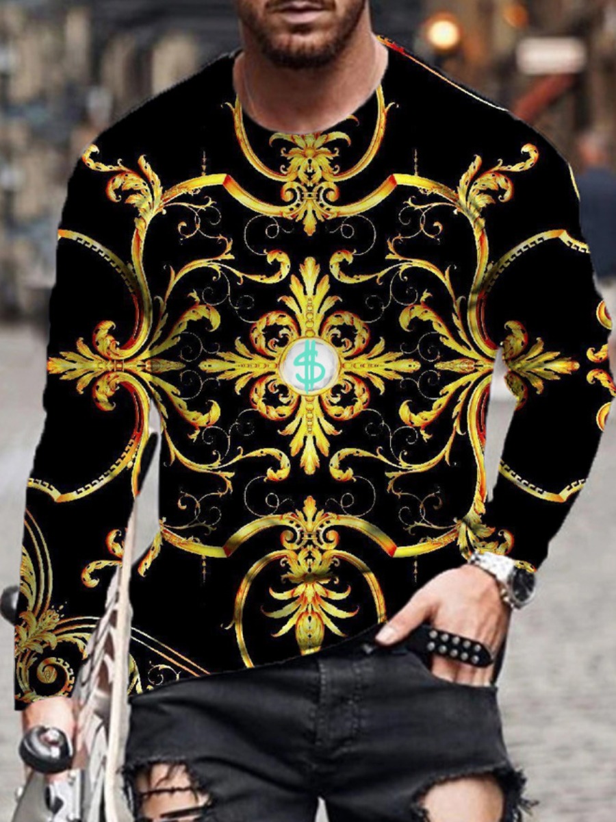 

LW Men Print Patchwork T-shirt, Black