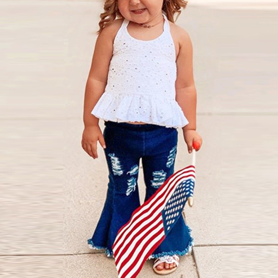 

LW Girl Baackless Flounce Design Flared Pants Set, White