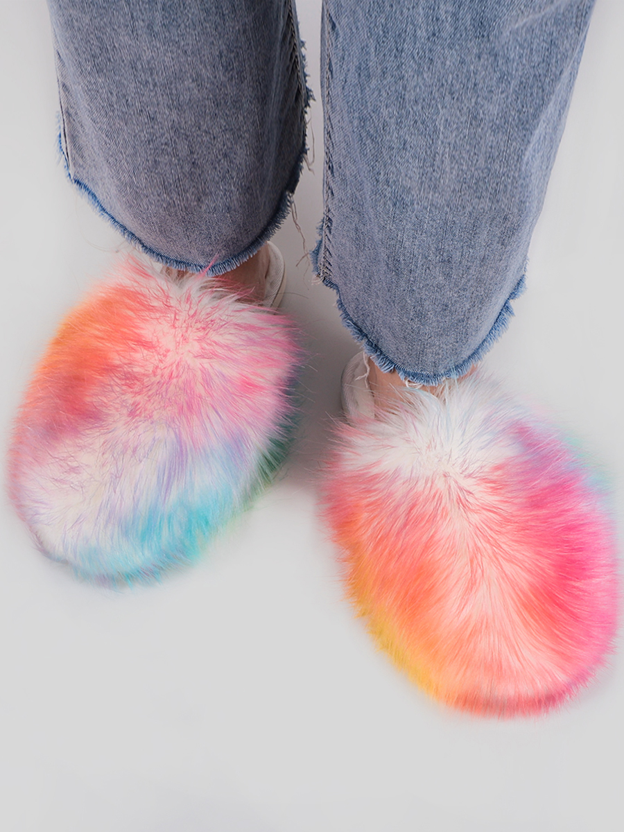 

Lovely Tie-dye Plush Slippers, Multi