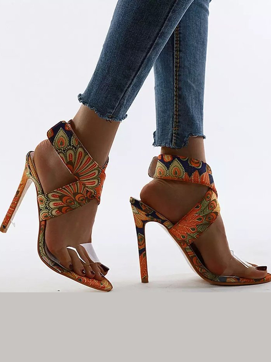 

LW Animal Print Cross Strap Heels, Multi