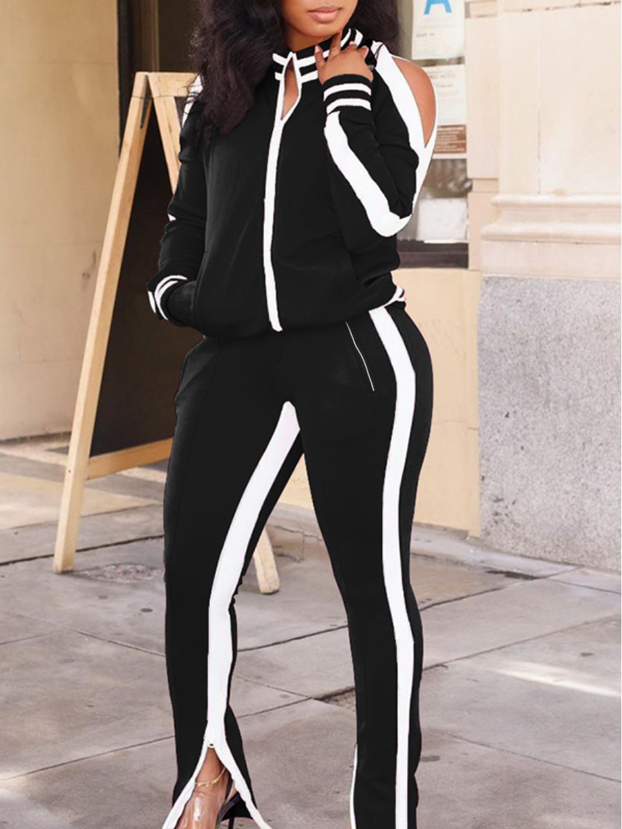 LW Patchwork Blackish Tracksuit Pants Set