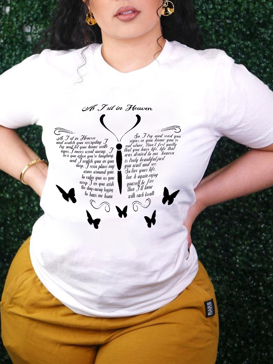 

LW BASICS Butterfly Letter Print T-shirt, White