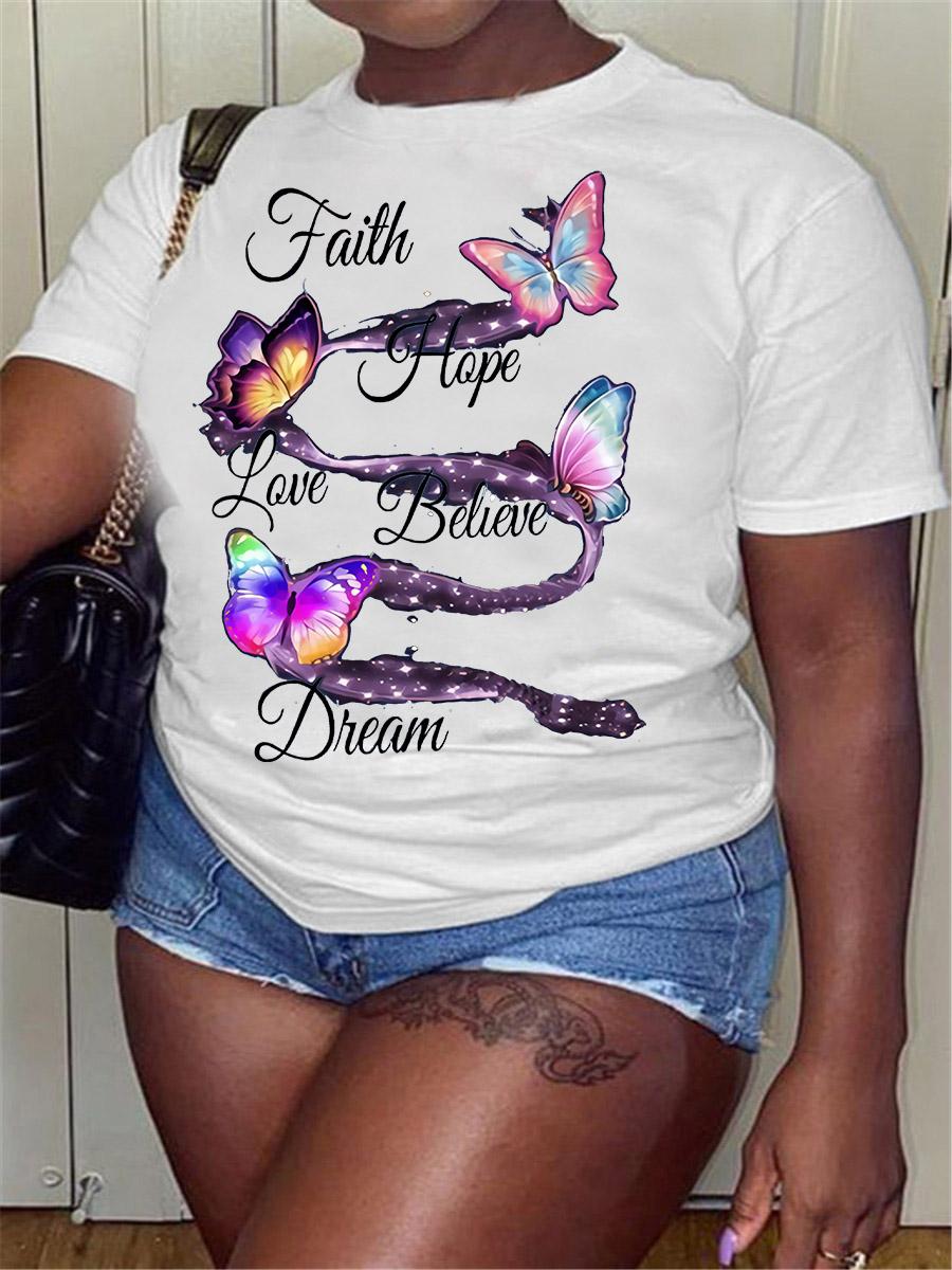 

LW BASICS Butterfly Letter Print T-shirt, Pure white