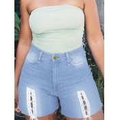 LW Plus Size Raw Edge Bandage Design Denim Shorts 