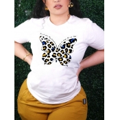 LW Round Neck Butterfly Print T-shirt