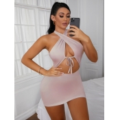 LW SXY Backless Hollow-out Bandage Design Dress