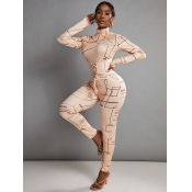 LW Letter Print Bandage Design Jumpsuit