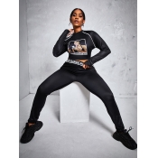 LW Letter Figure Print Skinny Pants Set
