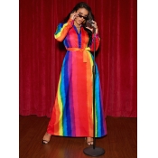 LW Rainbow Stripe Bandage Design Dress