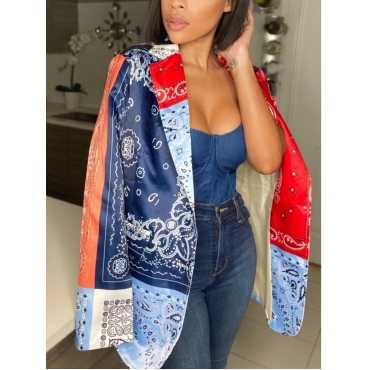 

LW Cashew Print Patchwork Blazer, Red