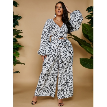 

LW Leopard Print Wide Leg Two Piece Pants Set
