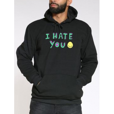 

LW Men Cartoon Letter Print Oversized Hoodie, Black