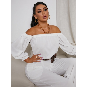 

LW Off The Shoulder Loose Jumpsuit (Without Belt), White